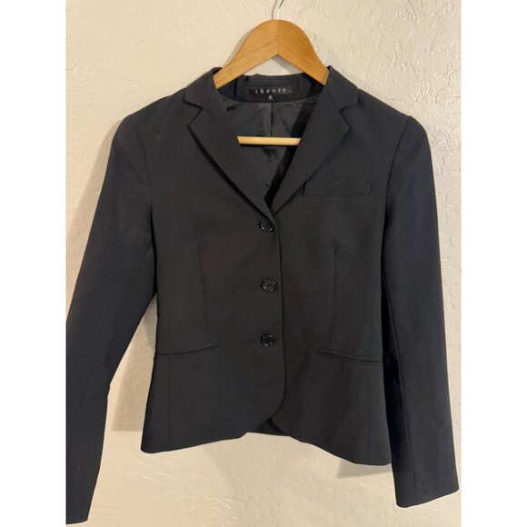 Theory Women’s Black Wool Blend Three Button Blazer - Picture 4 of 9